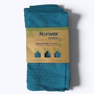 Norwex Napkins Teal Set of 4 Recycled Materials BacLock 17x12.5 Sustainable NEW